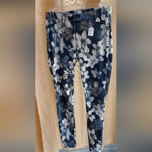 Floral Blue and White Women's Jeans